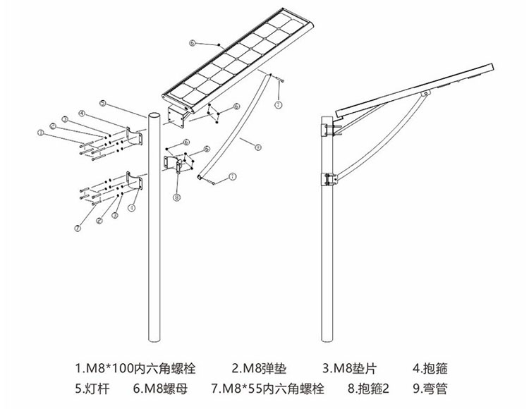 榴莲视频污污照明一体化太阳能路灯安装示意图