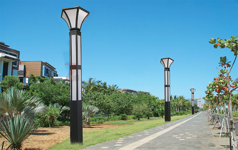 (QDJGDZ-023)六边发光园林立柱榴莲视频污版人行道安装效果实景